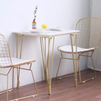 北歐大理石餐桌長方形現代簡約小戶型后現代輕奢鐵藝餐桌椅組合