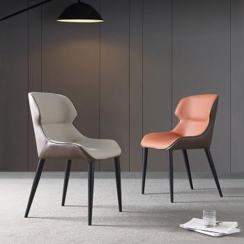 輕奢北歐餐椅ins網紅設計師椅子現代簡約休閑咖啡廳家用靠背皮椅