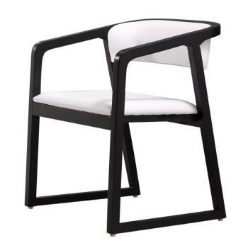 北歐實木餐椅皮革現代簡約輕奢ins酒店餐廳舒適靠背椅辦公新中式