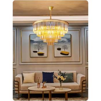 后現代客廳水晶燈意式圓形輕奢金色美式簡約大氣臥室北歐餐廳吊燈