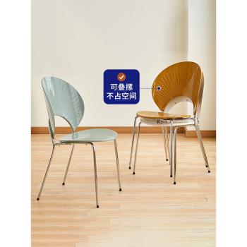 透明塑料椅子北歐家用亞克力餐椅網紅奶油風貝殼椅簡約靠背餐桌椅