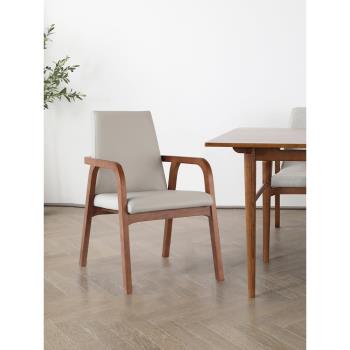 餐椅現代簡約意式扶手可放桌底靠背實木新中式組合北歐新款舒適椅