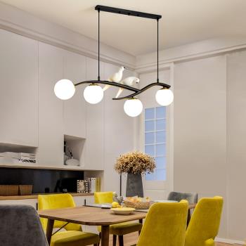 餐廳吊燈現代簡約北歐極簡2023新款創意個性小鳥吧臺飯廳餐桌燈具