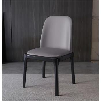 輕奢餐椅現代簡約小戶型真皮餐桌椅北歐實木家用網紅餐廳靠背椅子