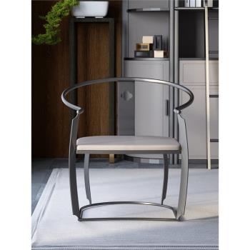 書桌餐椅椅子輕奢新中式主人位茶椅組合扶手靠背椅家用不銹鋼椅子