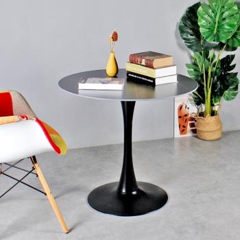 郁金香圓桌設計師北歐家用大理石餐桌現代簡約洽談圓形巖板咖啡桌