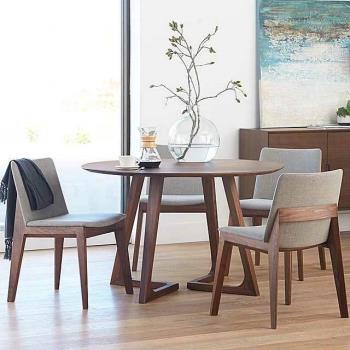 北歐實木圓型餐桌4-6-8-10人小戶型家用飯桌簡約洽談咖啡桌椅組合