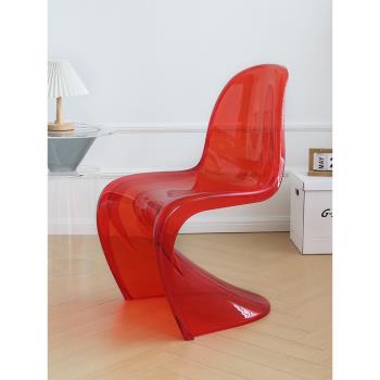 潘東椅北歐透明亞克力椅子設計師餐椅現代簡約家用靠背網紅書S椅
