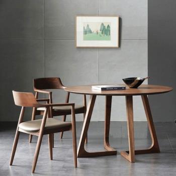 簡約現代中式圓桌北歐實木會議桌辦公桌茶幾餐桌椅組合家用小戶型