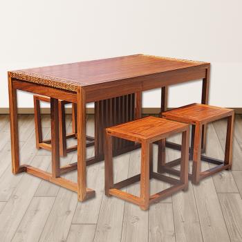 新中式餐桌刺猬紫檀紅木家具花梨木餐桌椅雕花云紋京瓷長方形方桌
