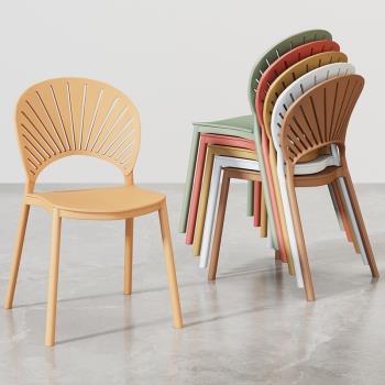 北歐塑料椅子家用餐椅成人加厚凳子靠背椅現代簡約網紅休閑書桌椅