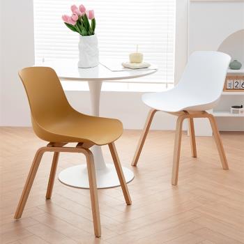 北歐現代簡約實木家用小戶型靠背塑料餐椅設計創意休閑舒適網紅椅