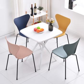 北歐網紅ins餐椅塑料家用鐵藝簡約時尚創意洽談輕奢餐廳靠背椅子