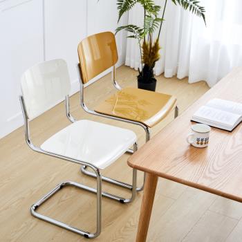 北歐簡約現代創意設計靠背金屬網紅中古餐桌椅書桌辦公室弓型椅凳