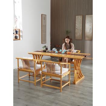 新中式橡木茶桌椅組合現代簡約功夫禪意泡茶茶臺家用客廳實木茶桌