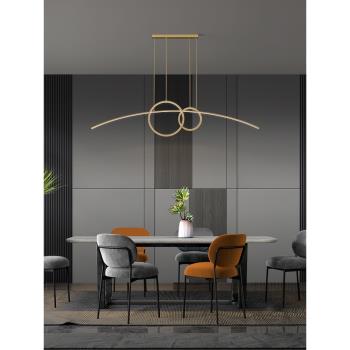 餐廳燈吊燈全銅輕奢現代簡約飯廳餐桌吧臺北歐極簡長條創意設計感