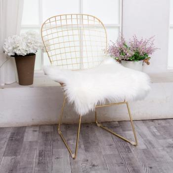 ins網紅椅子靠背鐵藝北歐餐椅簡約梳妝化妝椅金屬金色鏤空鐵絲椅