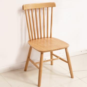 北歐全實木餐椅溫莎椅簡約現代休閑網紅款奶茶店家用原木凳子商用