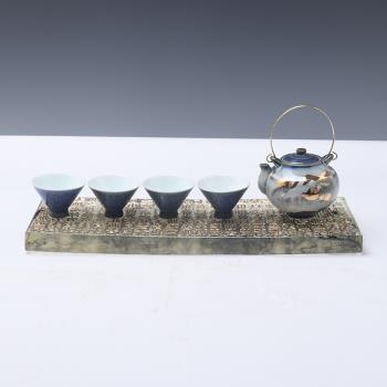新中式樣板房陶瓷茶具套裝擺件客廳茶幾會客室書房桌面茶壺裝飾品