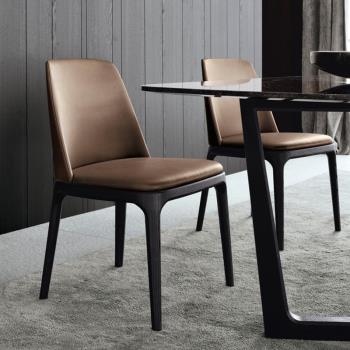 北歐餐椅現代簡約時尚創意家用餐廳酒店桌椅靠背真皮實木椅子