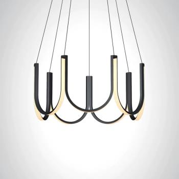 后現代簡約客廳雙U型吊燈北歐極簡個性臥室餐廳設計師線條燈具