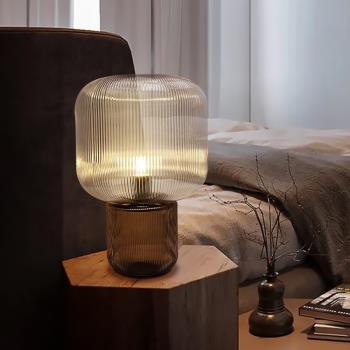 輕奢后現代簡約北歐客廳臥室樣板房設計師侘寂風床頭玻璃裝飾臺燈