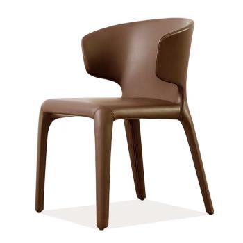 意式極簡皮藝餐椅現代簡約家用餐廳書房椅子北歐酒店會議室洽談椅