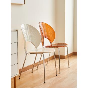 貝殼餐椅北歐創意家用簡約現代小戶型可疊放亞克力透明塑料靠背椅