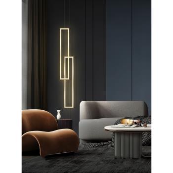現代簡約床頭吊燈北歐創意個性臥室小吊燈極簡方框設計房間led燈
