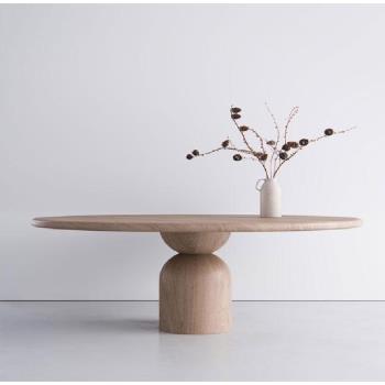 北歐原實木圓餐桌簡約洽談咖啡桌椅創意多功能辦公會議長桌個性