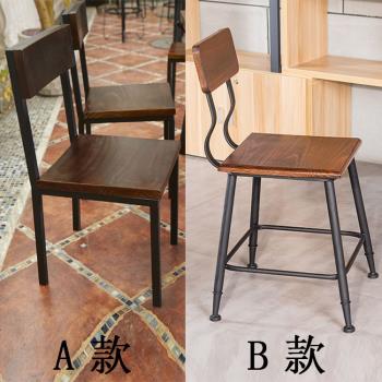 簡約單椅實木快餐椅餐廳椅子靠背鐵藝家用餐椅飯店餐桌椅經濟型