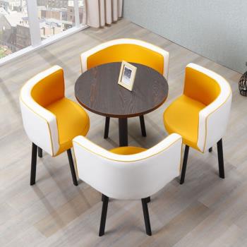 北歐洽談接待會客家用小戶型創意簡約休閑木桌圓桌甜品餐桌椅組合