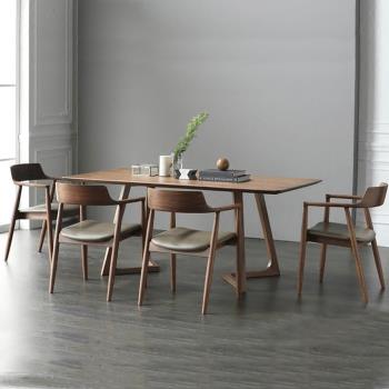 北歐實木餐桌簡約現代小戶型家用飯桌輕奢創意長方形餐桌椅組合