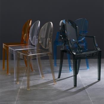 透明北歐簡約家用靠背塑料餐椅設計師藝術網紅ins亞克力休閑椅子