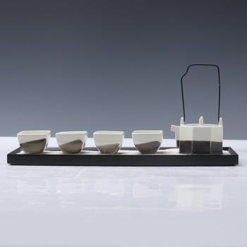新中式茶具托盤組合擺件樣板房茶室擺設桌面茶幾八角茶具套裝軟裝