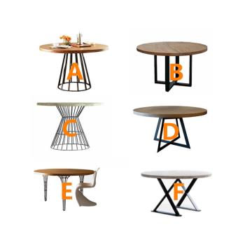 美式實木餐桌復古圓桌飯桌北歐工業風餐桌歐式鐵藝做舊圓形餐廳桌
