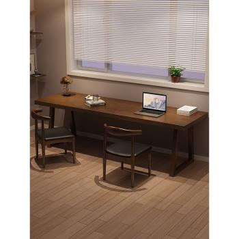 新中式實木電腦桌臺式全實木書桌臥室家用客廳簡約雙人桌子工作臺