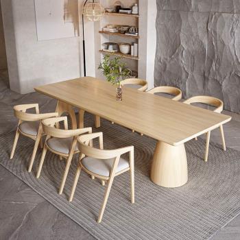 北歐純實木餐桌客廳長桌家用飯桌現代洽談桌簡約條形辦公桌工作臺