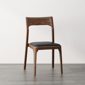 實木餐椅家用北歐現代簡約新中式靠背創意設計師成人真皮餐椅凳子