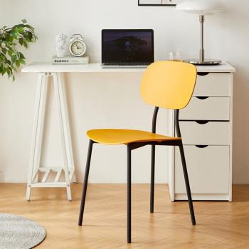 北歐工業風餐椅簡約時尚靠背辦公書桌椅創意塑料洽談椅子網紅凳子