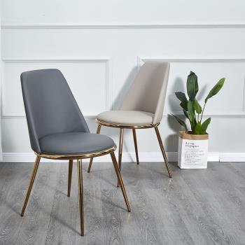北歐ins家用餐椅現代簡約鐵藝洽談會議金色輕奢休閑奶茶咖啡椅子