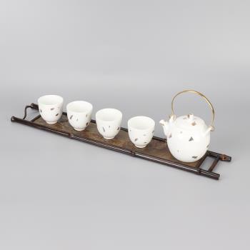 新中式創意禪意茶具托盤擺件酒店樣板間客廳茶幾茶室桌臺軟裝飾品