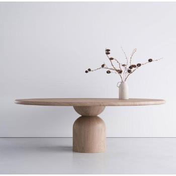 北歐設計師咖啡桌創意網紅會議桌現代家用實木餐桌圓桌輕奢圓形洽