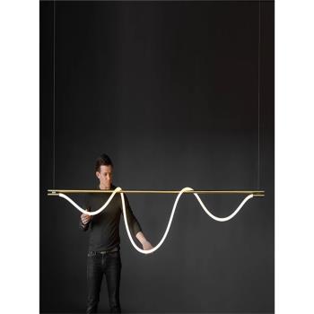 極簡吊燈后現代簡約設計師創意個性纏繞軟裝辦公室餐桌藝術長條燈