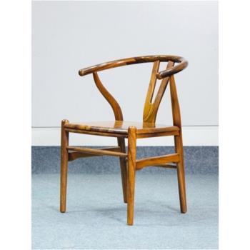 胡桃木實木餐椅簡約茶桌現代咖啡椅新中式成人靠背太師椅休閑配件