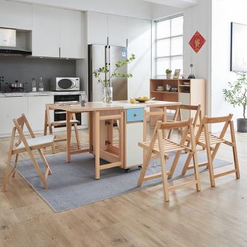 折疊餐椅家用軟包坐墊椅北歐便攜靠背凳子簡約實木折疊餐椅小戶