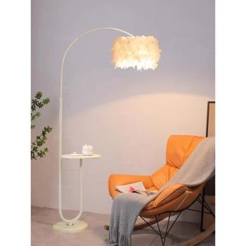 北歐羽毛落地燈現代簡約創意個性客廳沙發邊帶茶幾臥室床頭氛圍燈