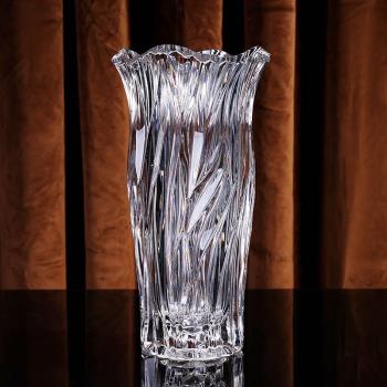 輕奢現代歐式水晶玻璃花瓶家用客廳大號透明水培插花瓶餐桌面擺件