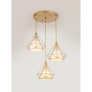 北歐餐吊燈三頭led家用美式金色鐵藝現代簡約創意個性餐廳燈具