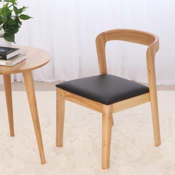 北歐簡約 軟包坐墊 休閑 辦公 電腦 實木布藝 椅子家用餐椅